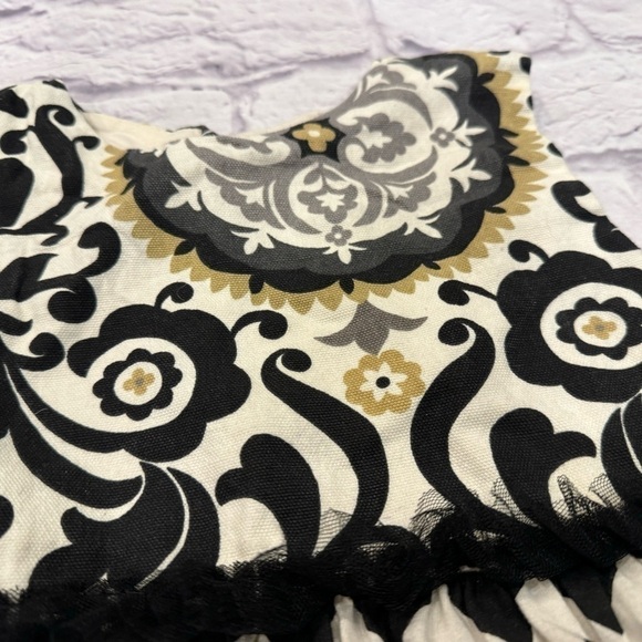 Owls & Bats Girl’s Dress Size 6 Halloween Contrast Fabrics Black Tulle Chevron - Picture 2 of 7